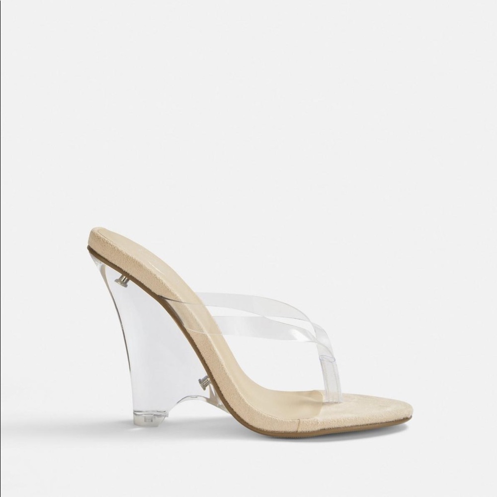 Misguided clear heel thong sandals